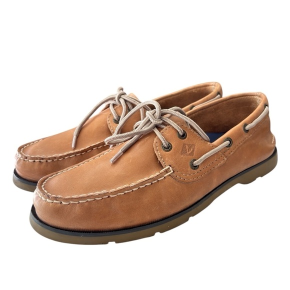 Sperry Top-Sider Mens Leeward 2 Eye Boat Shoe Size 9 Classic Leather Sahara Tan - Picture 8 of 14